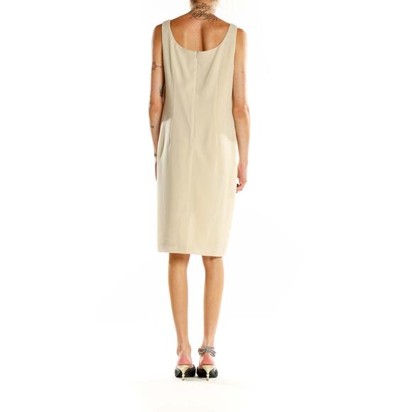 JESSICA HOWARD Evenings 90s Vintage Taupe Polyester Maxi Shift Dress Size 16 - Picture 6 of 9